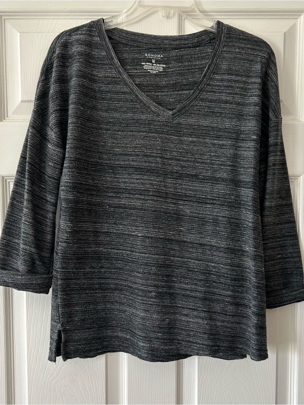 Sonoma Charcoal Heathered V-Neck Knit Top